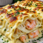Shrimp and crab alfredo lasagna