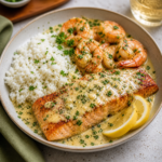 Southern Garlic Shrimp & Salmon over Rice